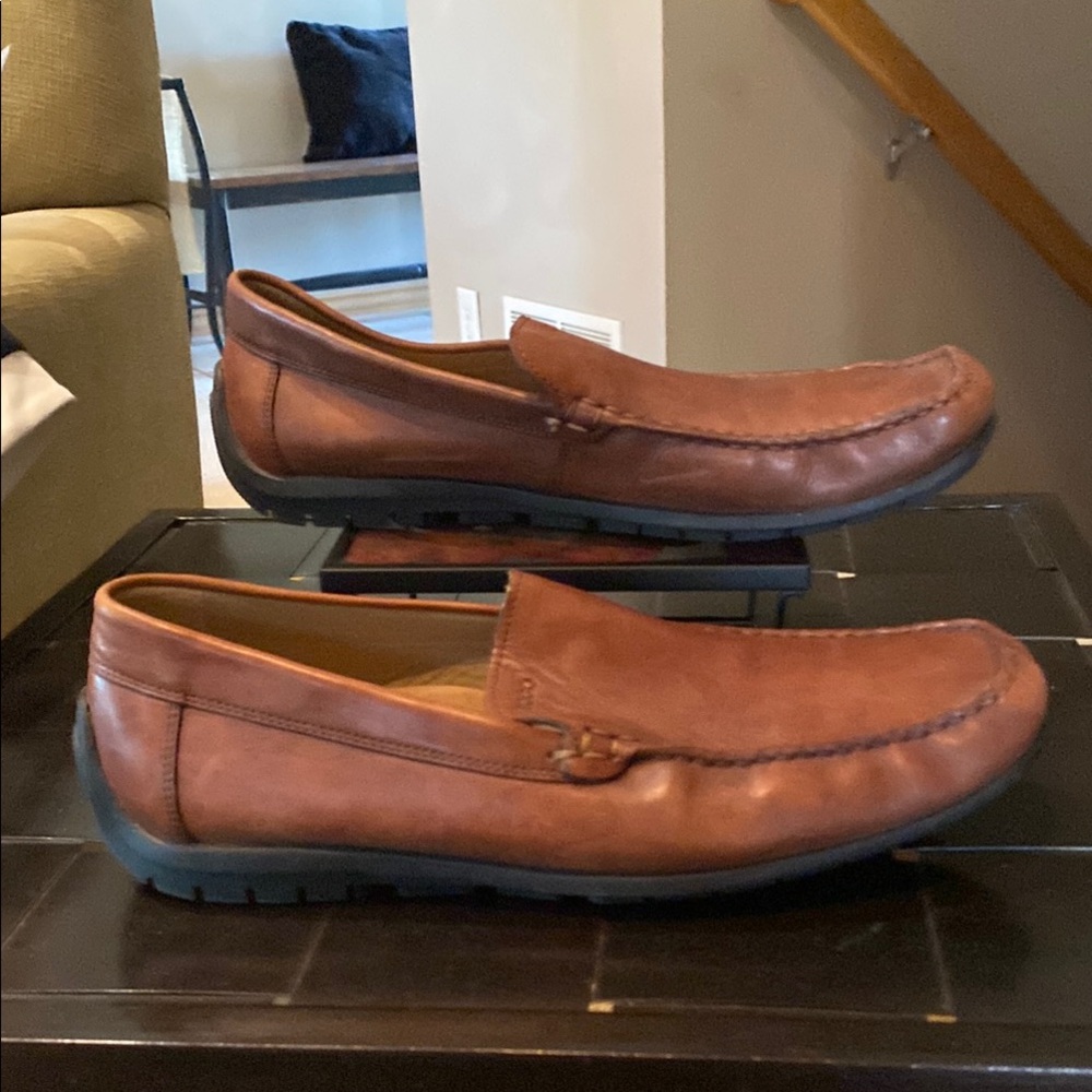 Ecco Brown Leather Slip-On Loafers Timeless Design - Picture 2 of 10
